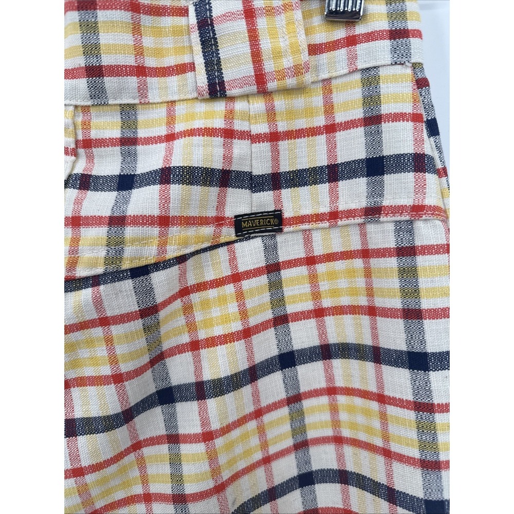 Vintage Maverick Womens 70's Plaid Woven Bell Bottom Pants Size 25x31 Retro USA - Picture 9 of 13
